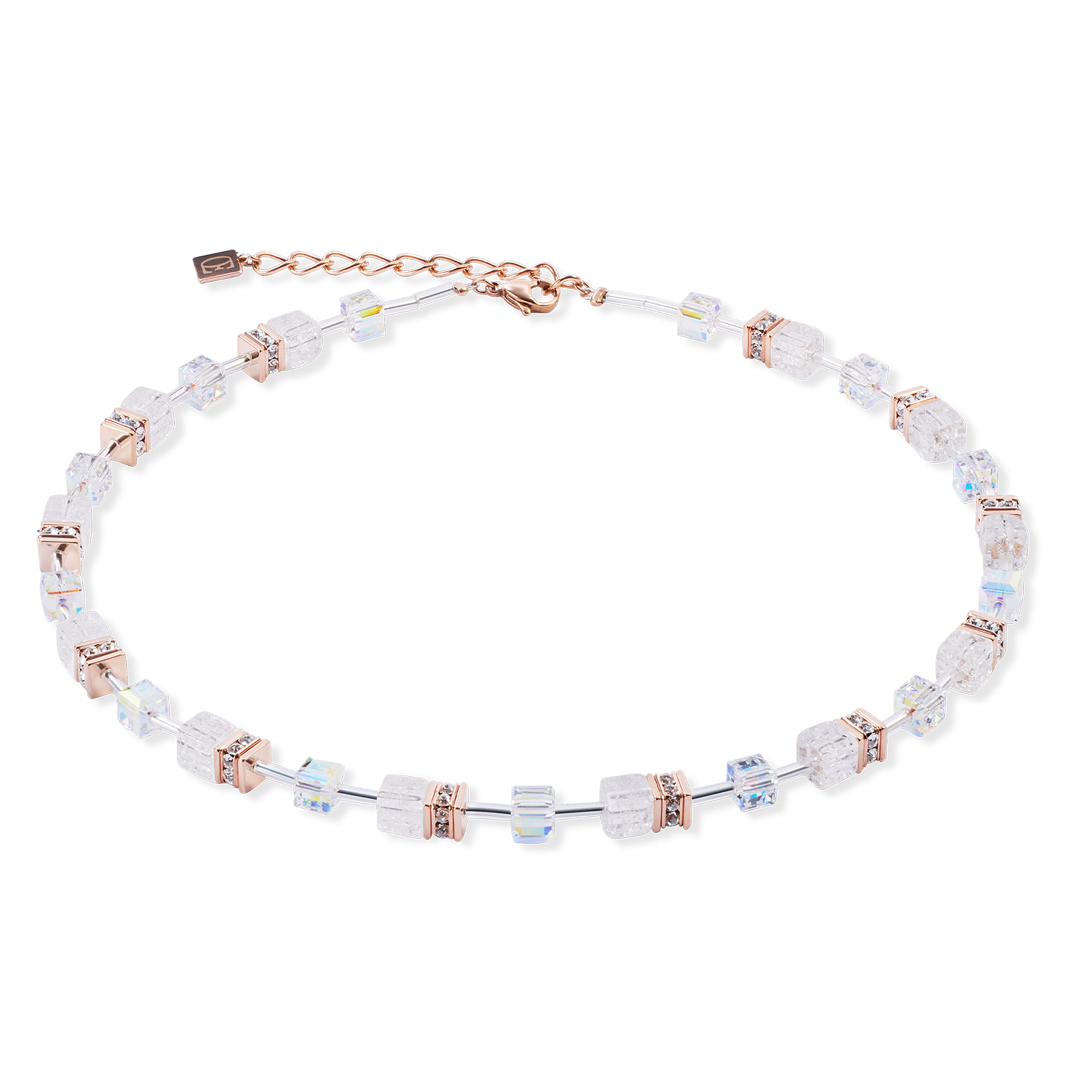 GeoCUBE® Iconic Nature necklace rosegold white