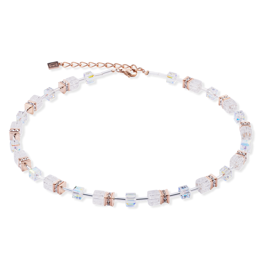 GeoCUBE® Iconic Nature necklace rosegold white