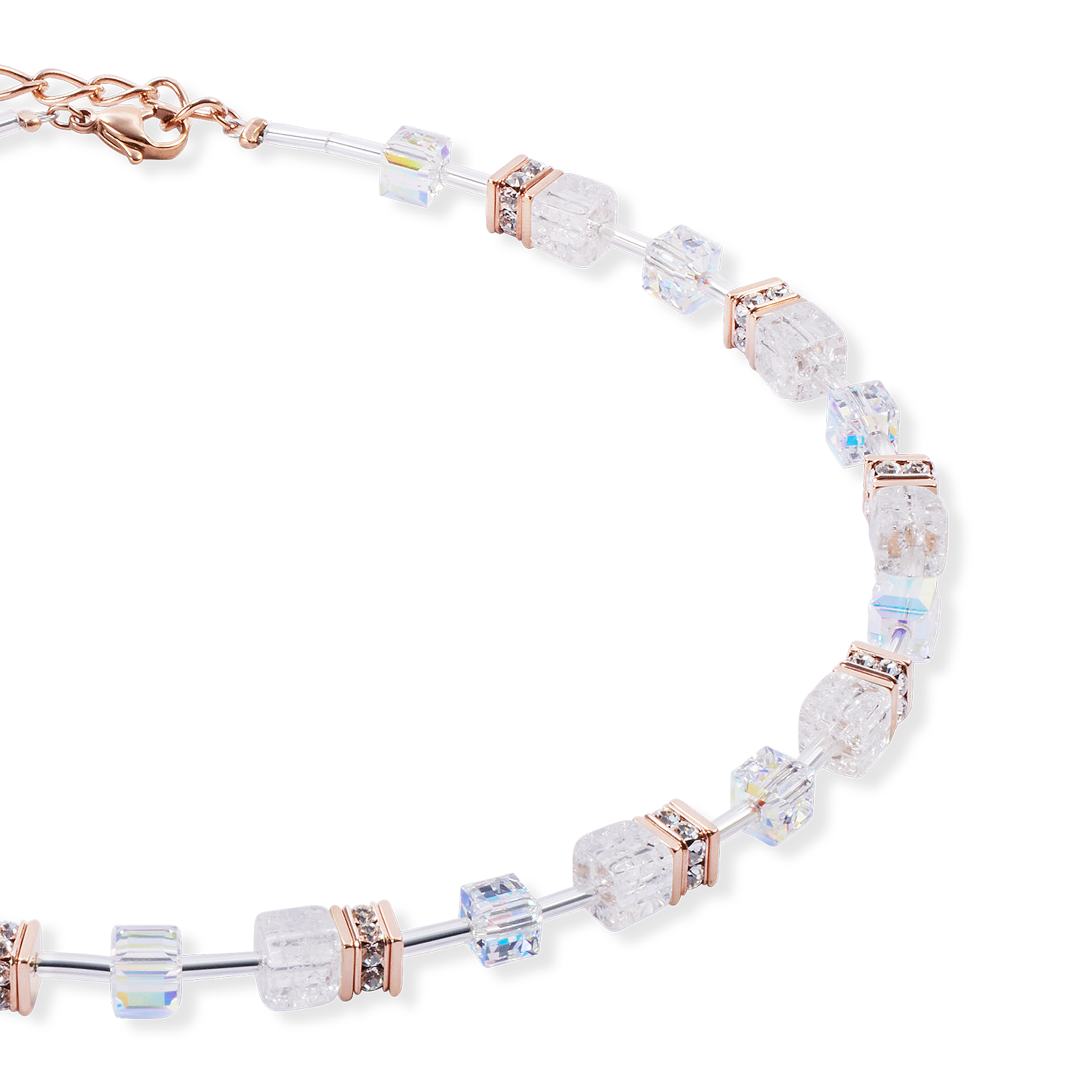 GeoCUBE® Iconic Nature necklace rosegold white