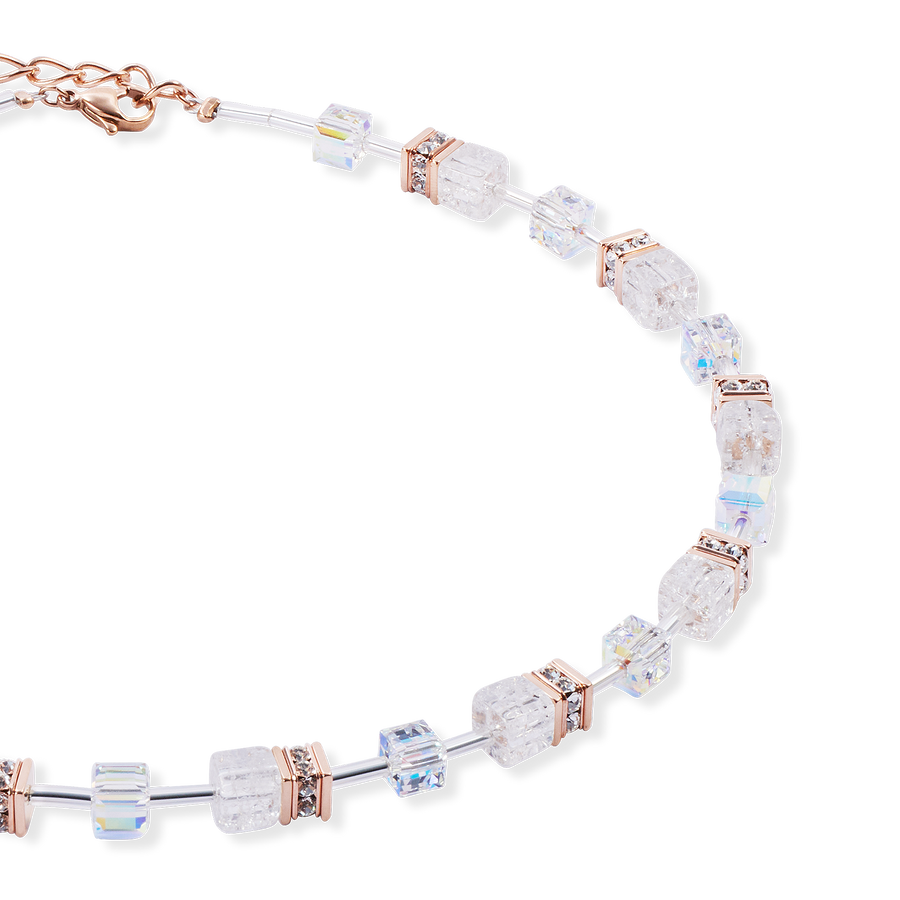 GeoCUBE® Iconic Nature necklace rosegold white