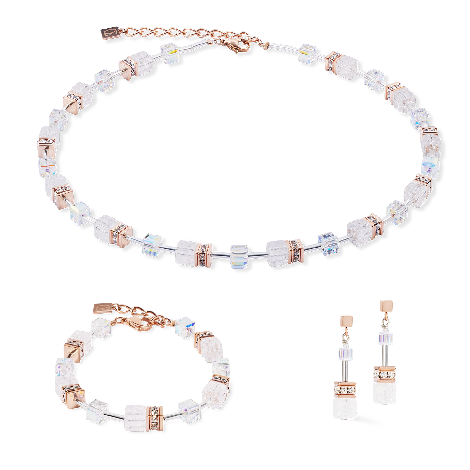 GeoCUBE® Iconic Nature necklace rosegold white