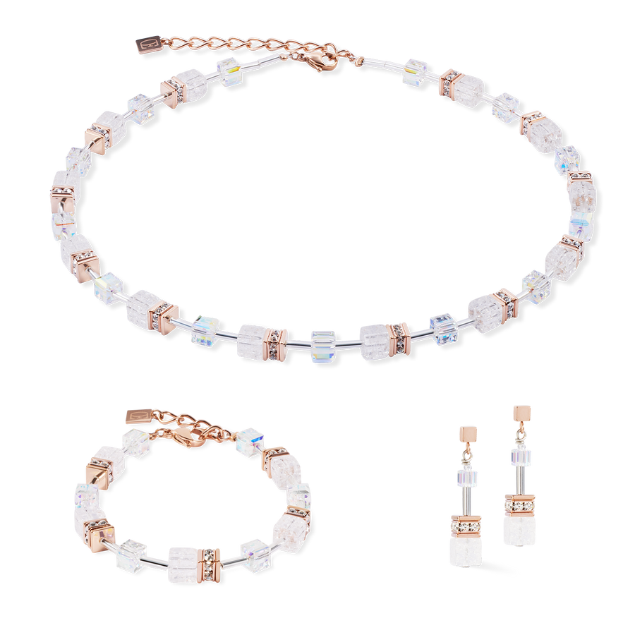 GeoCUBE® Iconic Nature necklace rosegold white