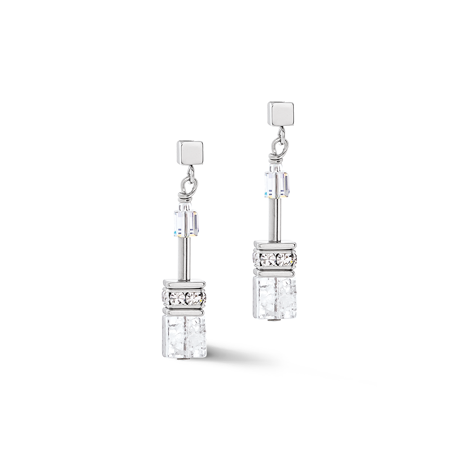 GeoCUBE® Iconic Nature earrings silver-white