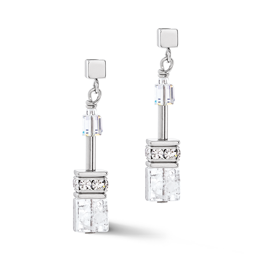 GeoCUBE® Iconic Nature earrings silver-white