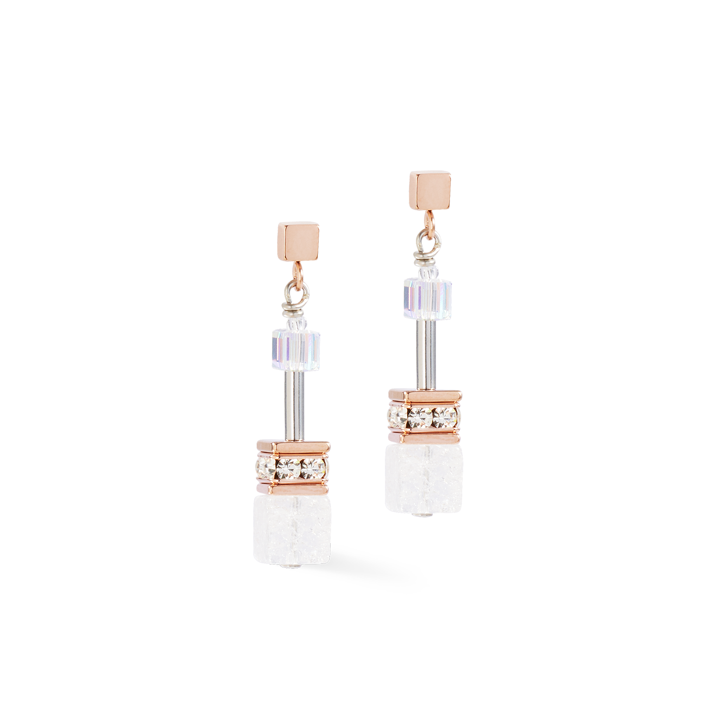 GeoCUBE® Iconic Nature earrings rosegold white