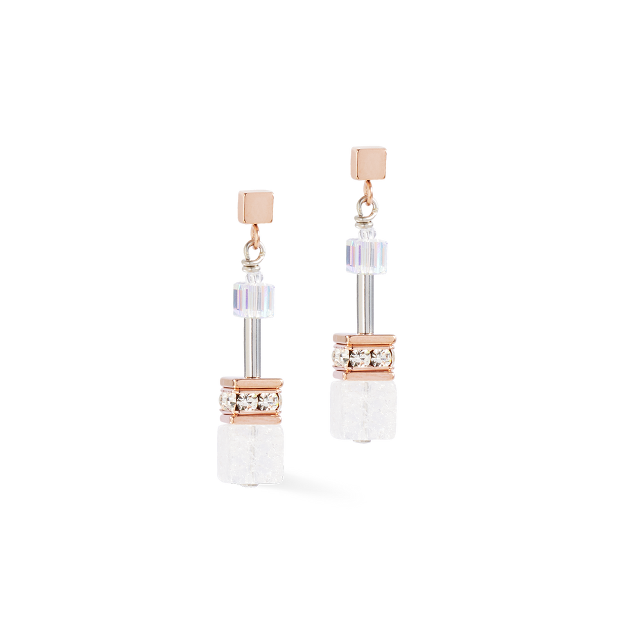 GeoCUBE® Iconic Nature earrings rosegold white