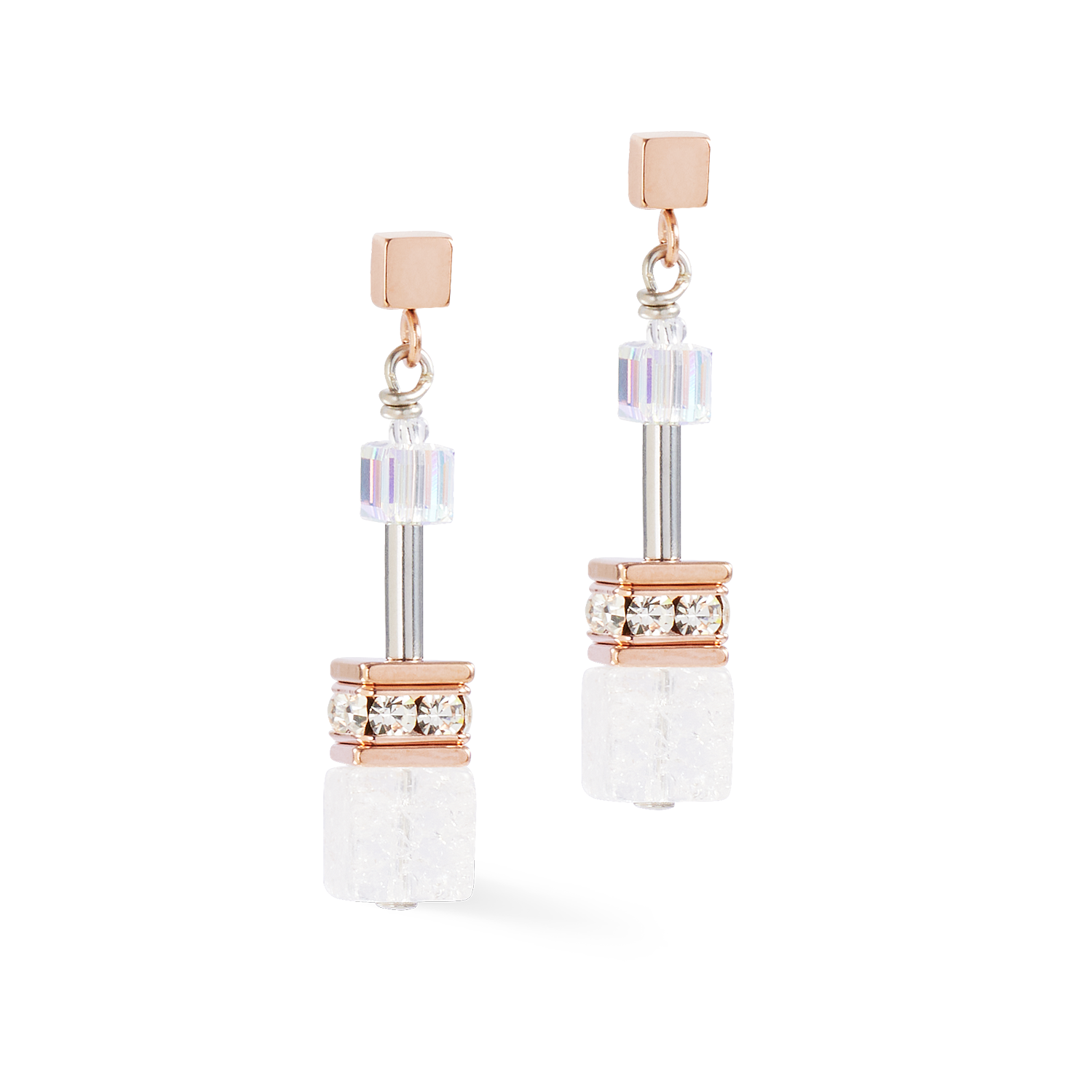 GeoCUBE® Iconic Nature earrings rosegold white