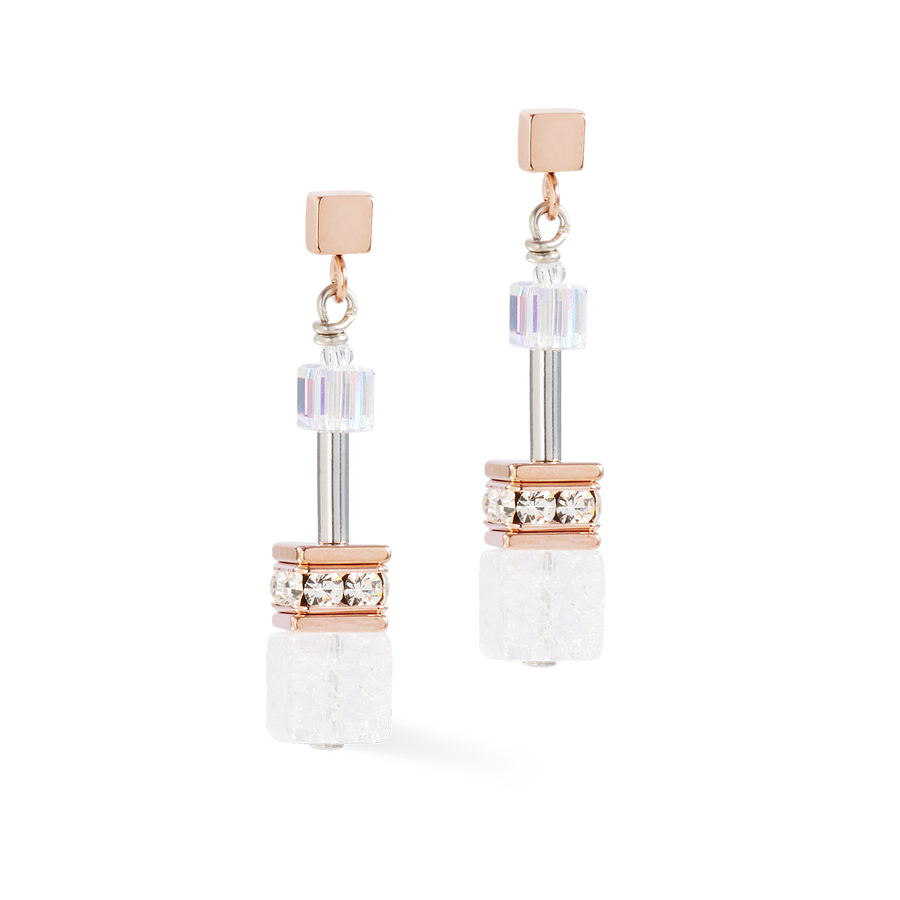 GeoCUBE® Iconic Nature earrings rosegold white