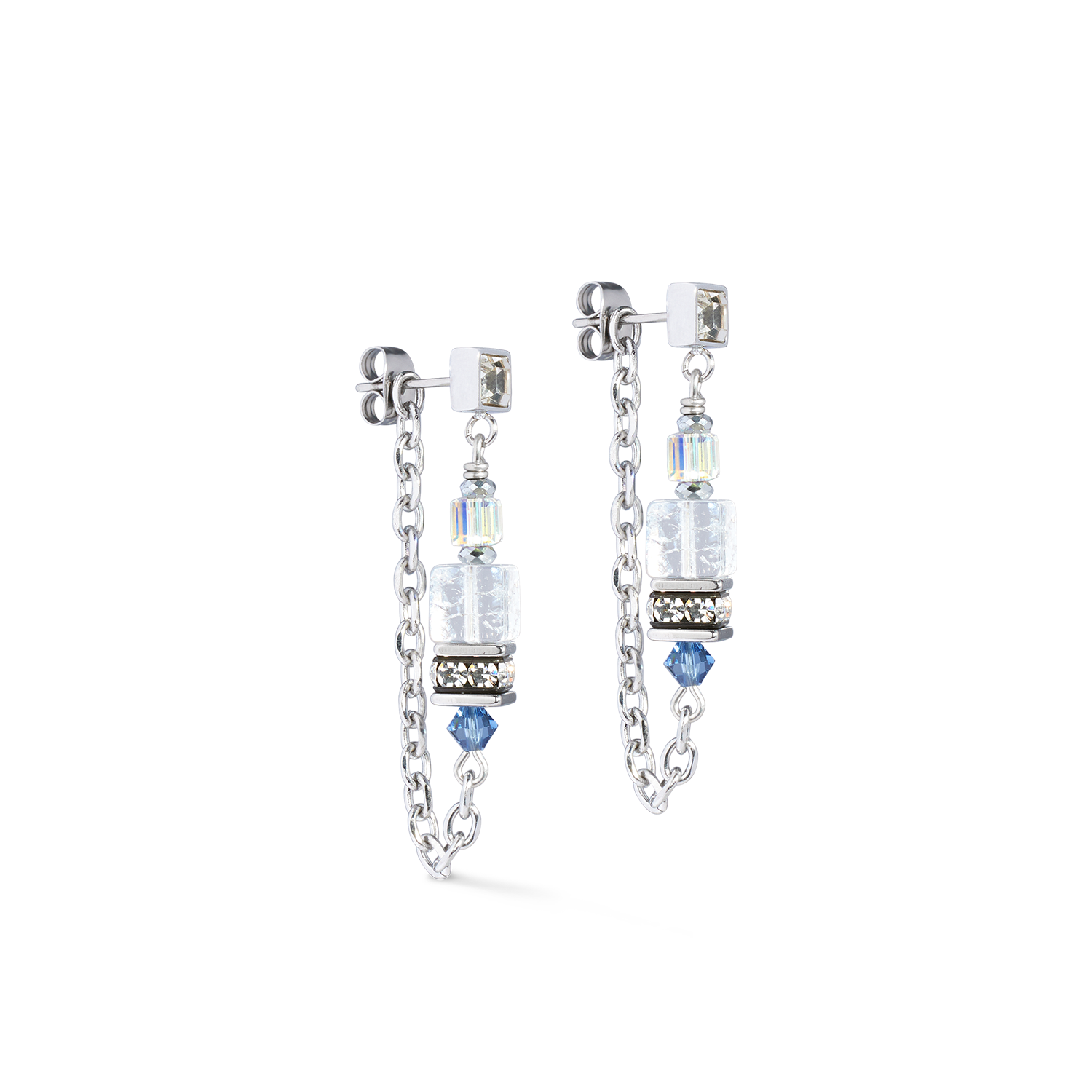 Earrings Sunray Cube Bohème silver-white