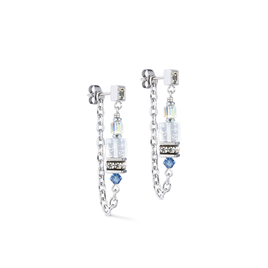 Earrings Sunray Cube Bohème silver-white