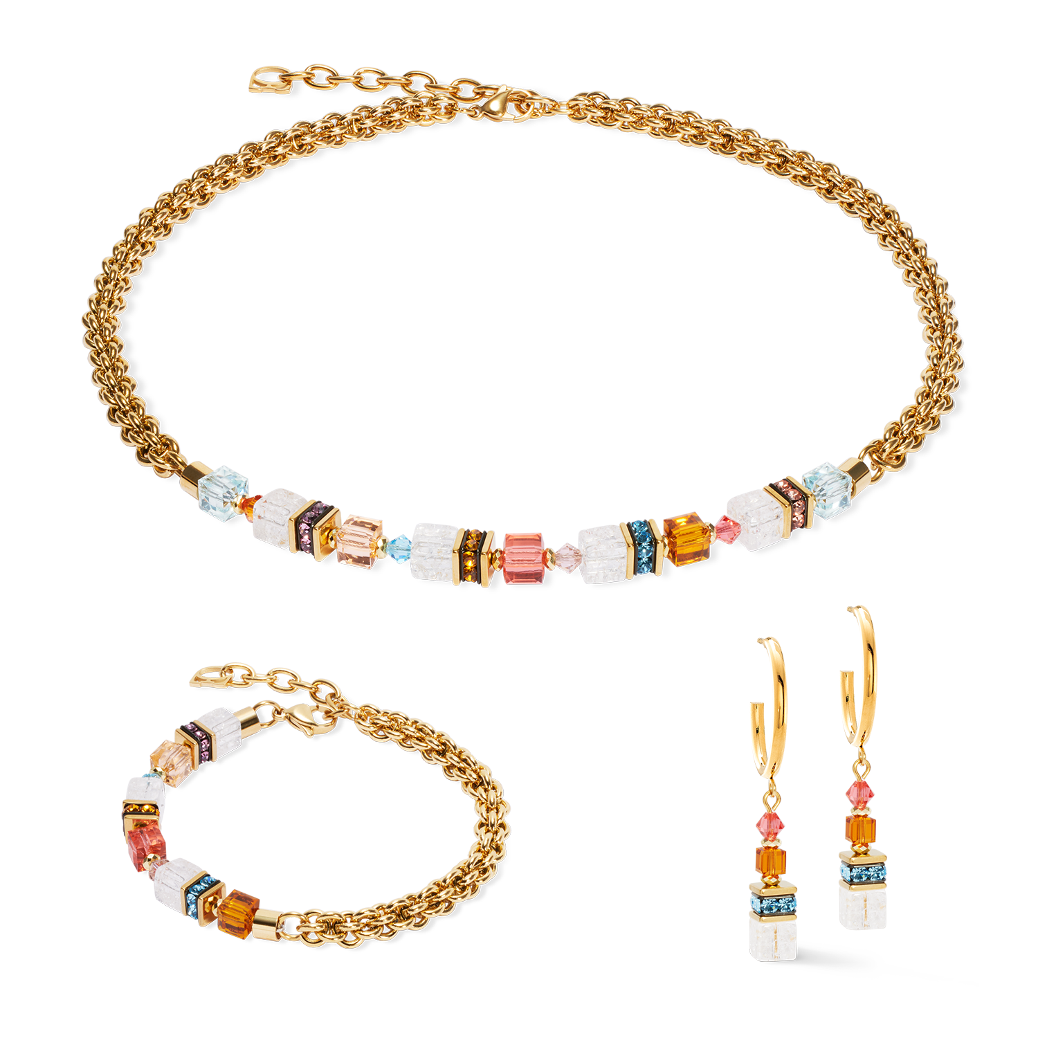 GeoCUBE® Fusion Summer necklace gold-sunset