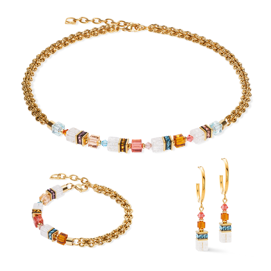 GeoCUBE® Fusion Summer necklace gold-sunset