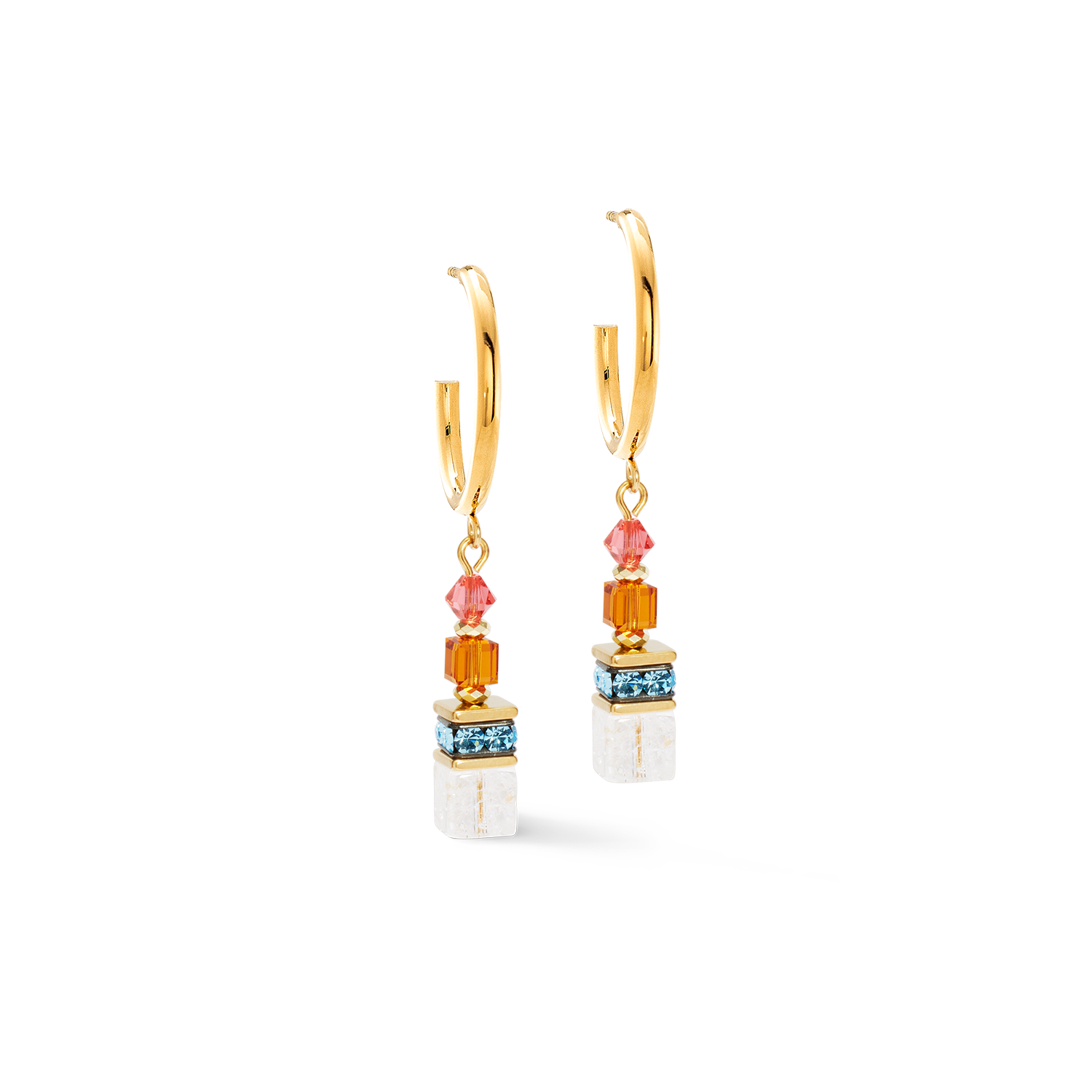 GeoCUBE® Fusion Summer hoop earrings gold-sunset