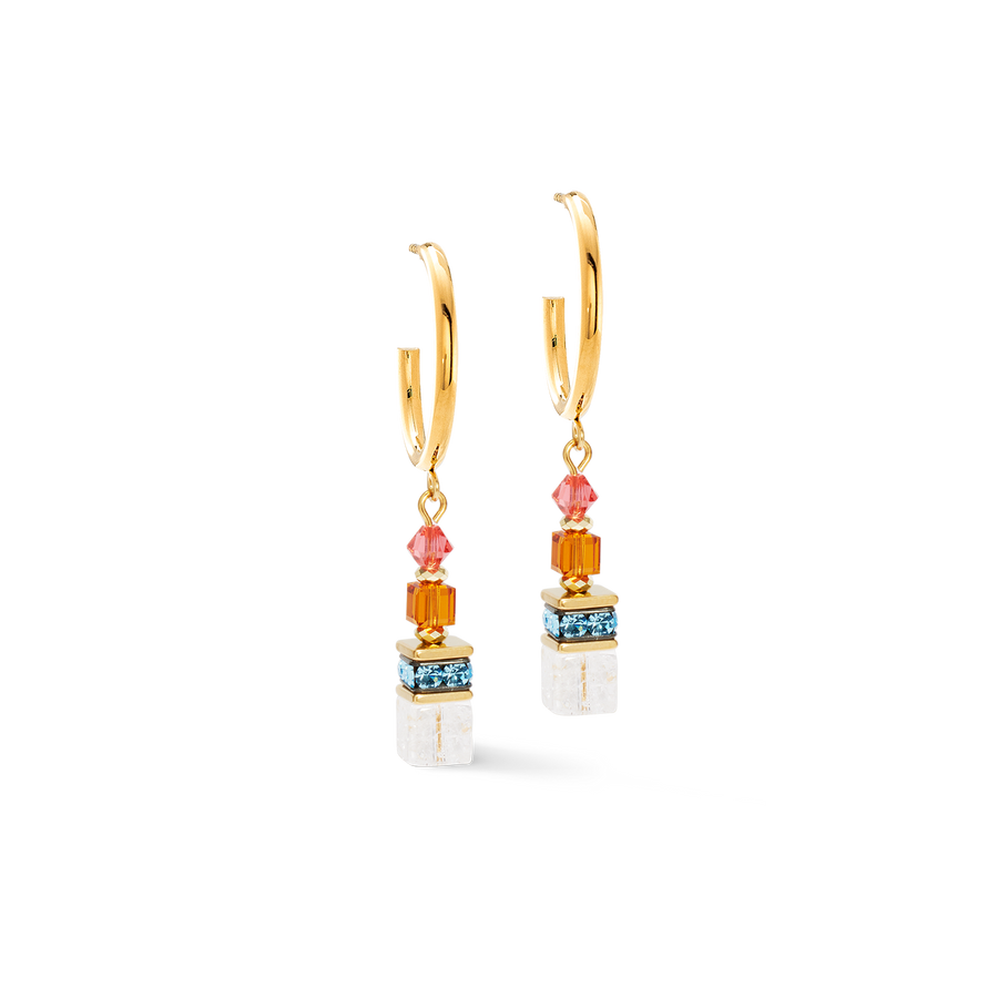 GeoCUBE® Fusion Summer hoop earrings gold-sunset