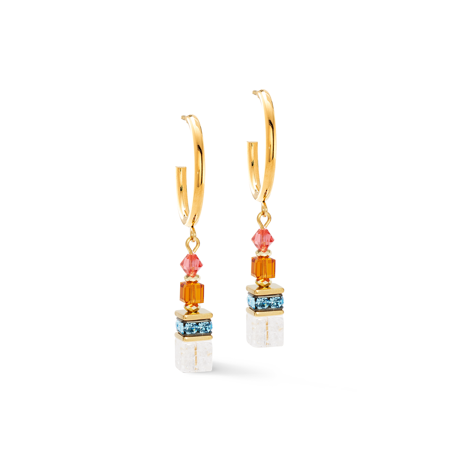 GeoCUBE® Fusion Summer hoop earrings gold-sunset