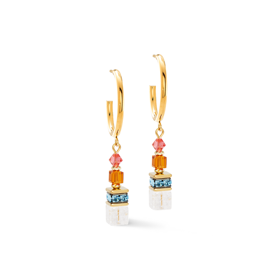 GeoCUBE® Fusion Summer hoop earrings gold-sunset