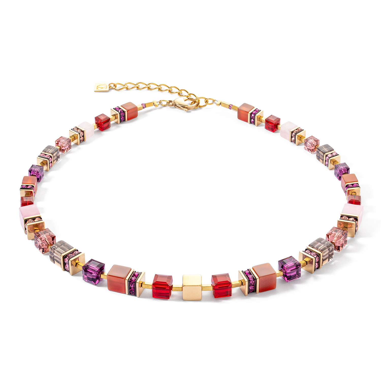 GeoCUBE® Precious statement necklace gold-red