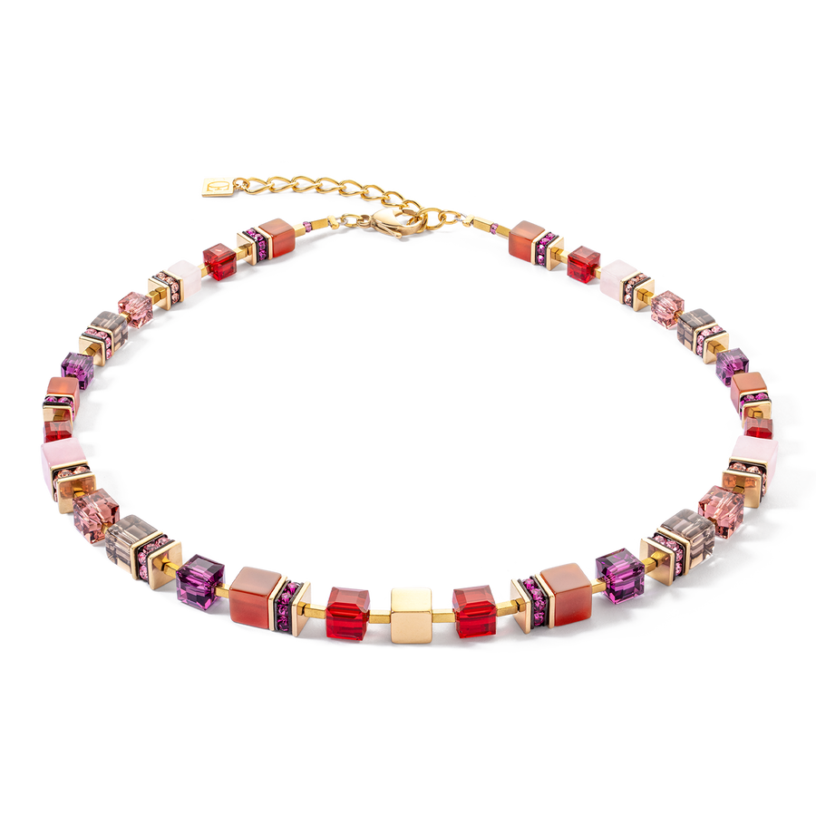 GeoCUBE® Precious statement necklace gold-red