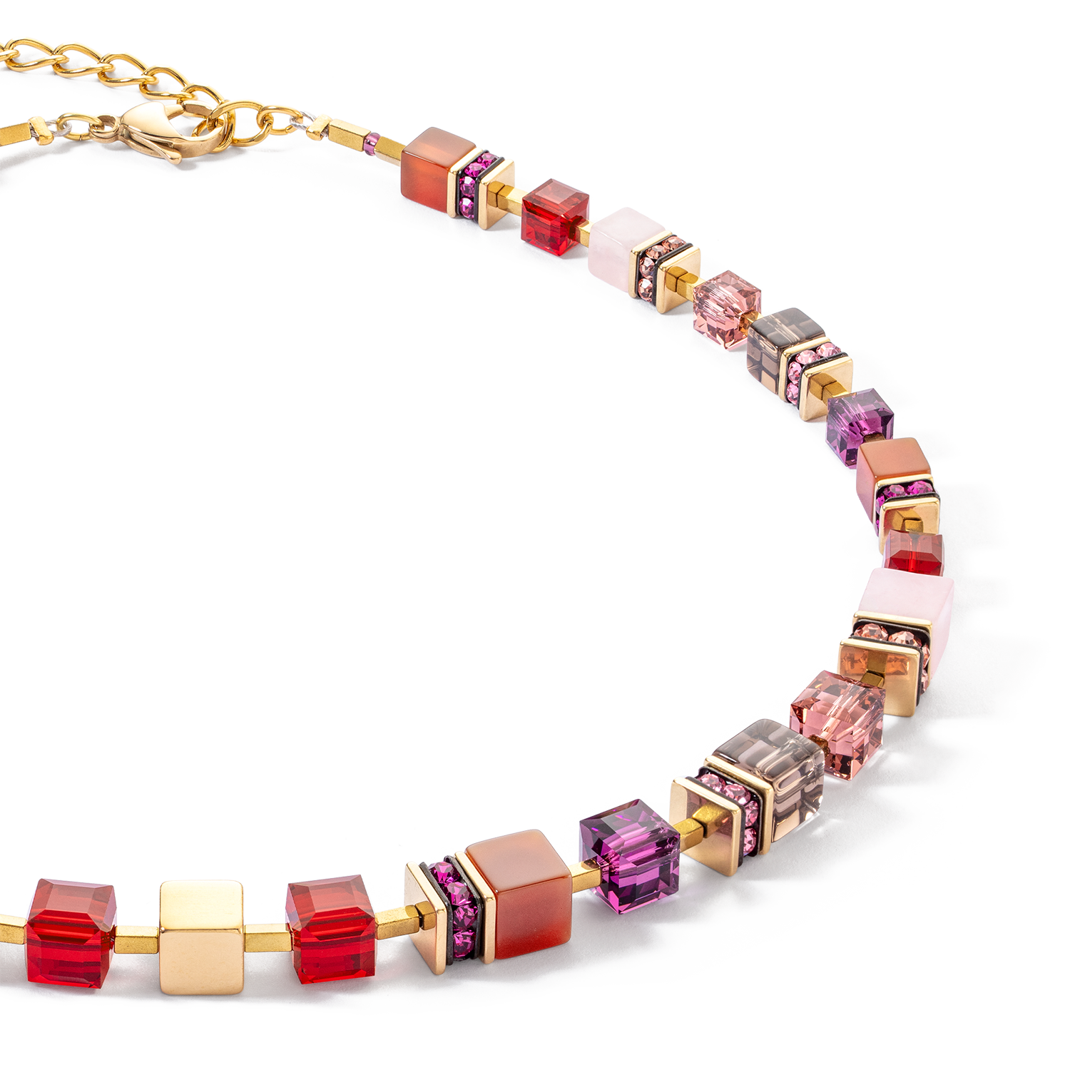 GeoCUBE® Precious statement necklace gold-red