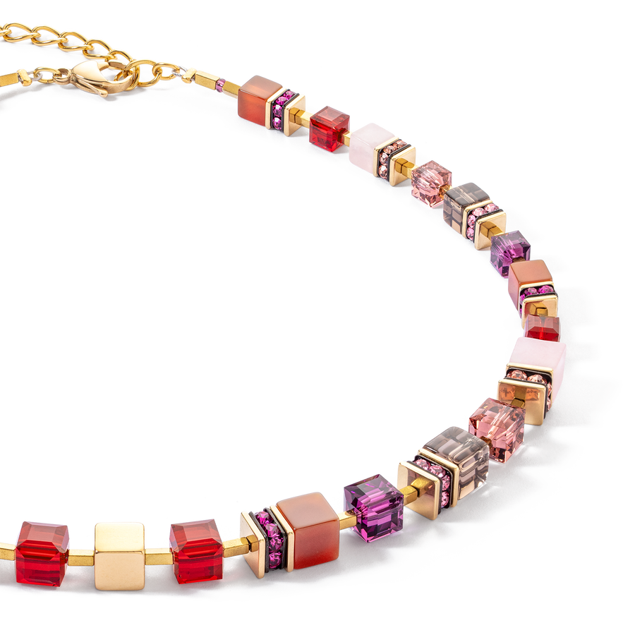 GeoCUBE® Precious statement necklace gold-red