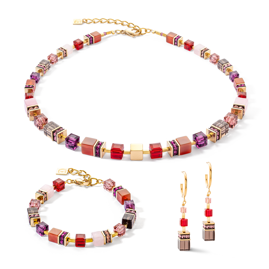 GeoCUBE® Precious statement necklace gold-red