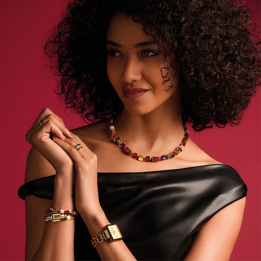 GeoCUBE® Precious statement necklace gold-red