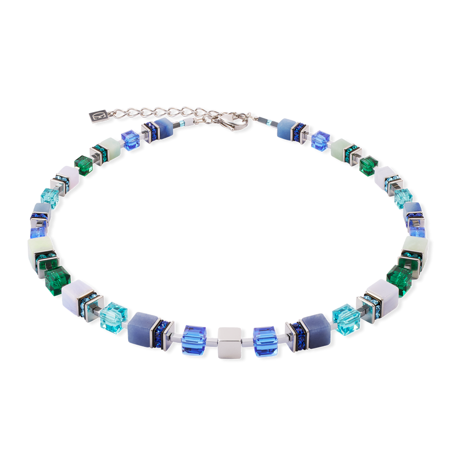 GeoCUBE® Precious Statement necklace silver-ocean