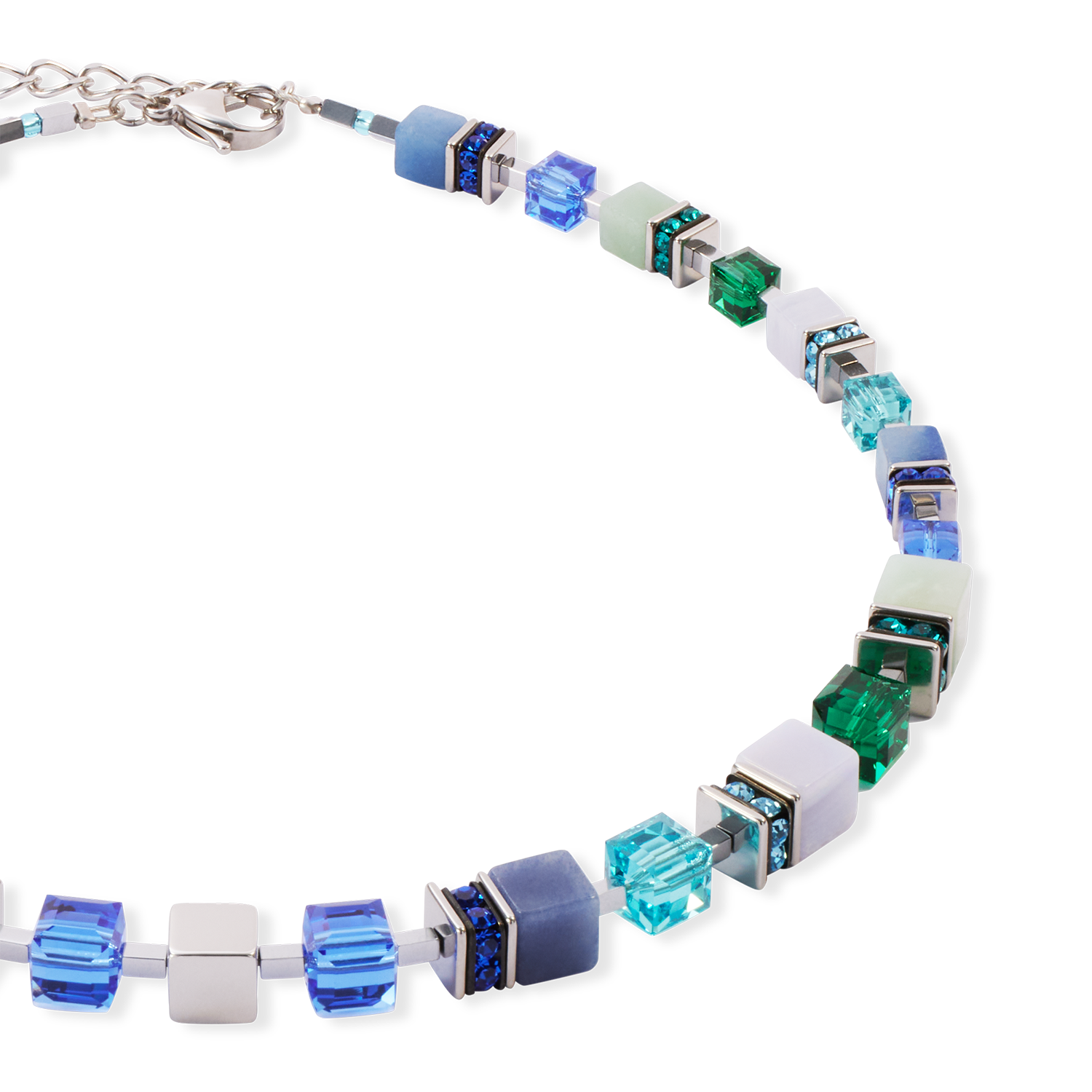 GeoCUBE® Precious Statement necklace silver-ocean