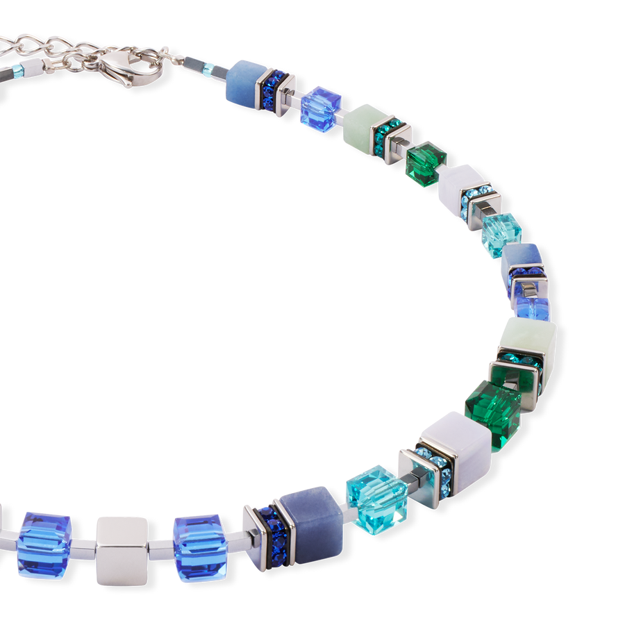 GeoCUBE® Precious Statement necklace silver-ocean