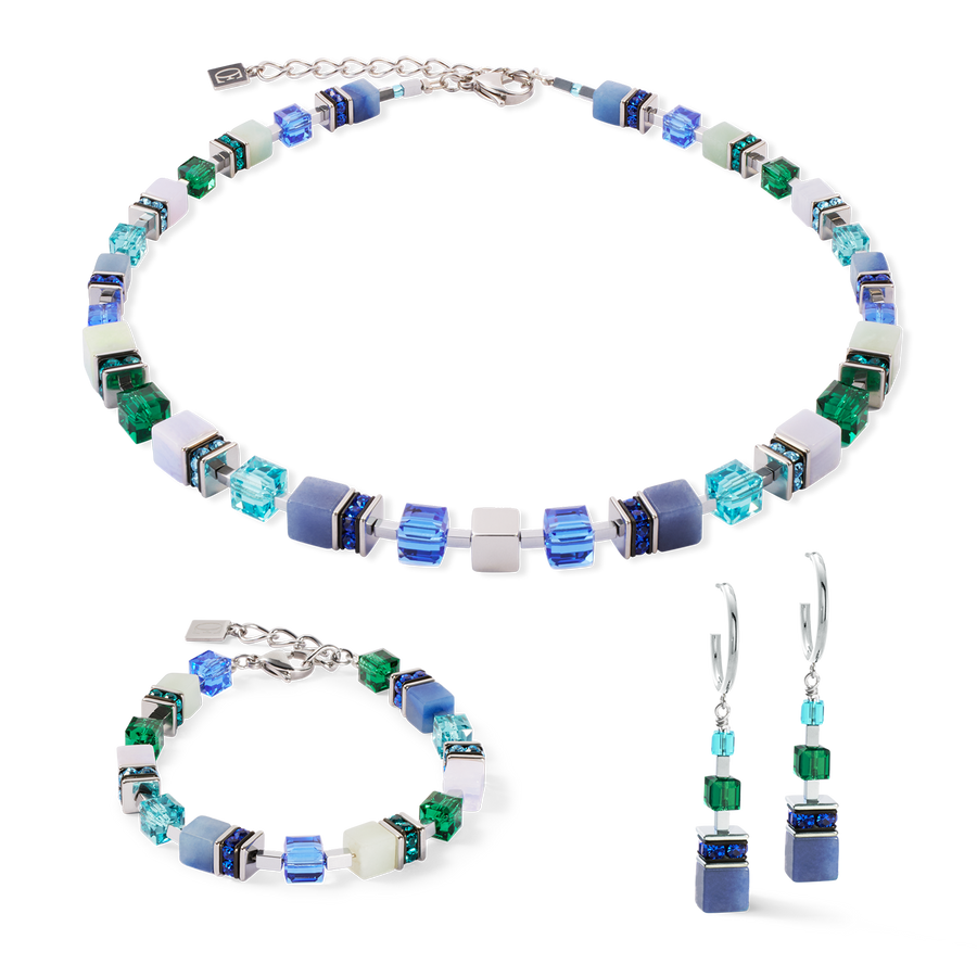 GeoCUBE® Precious Statement necklace silver-ocean