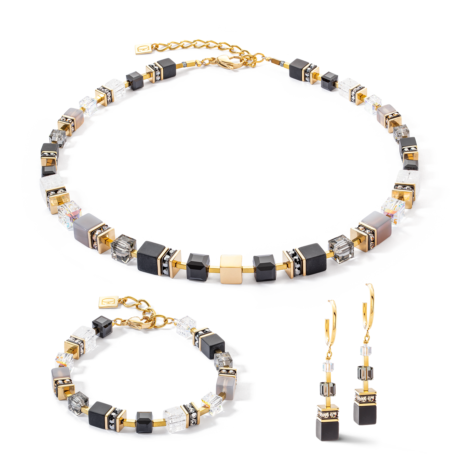 GeoCUBE® Precious statement necklace gold-black