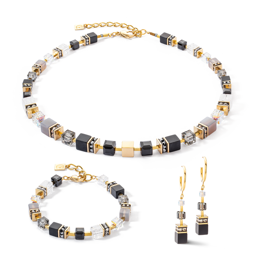 GeoCUBE® Precious statement necklace gold-black