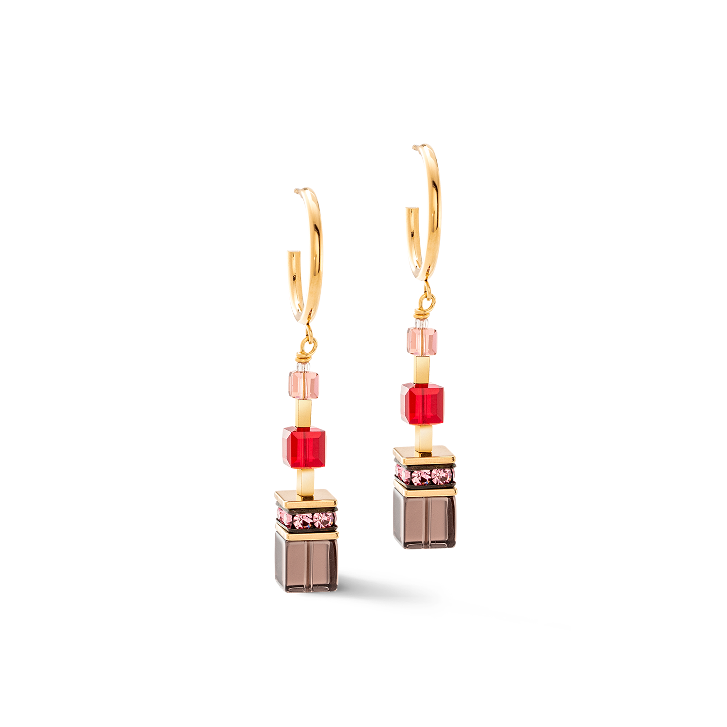 GeoCUBE® Precious statement earrings gold-red