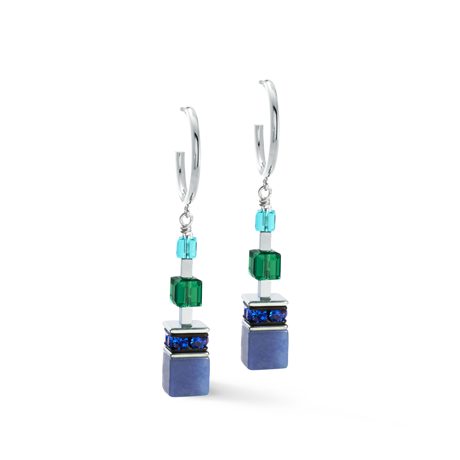 GeoCUBE® Precious Statement earrings silver-ocean