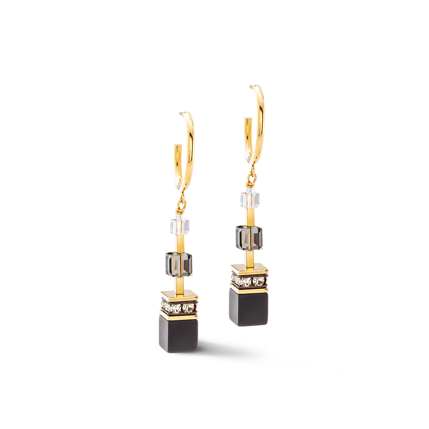 GeoCUBE® Precious statement earrings gold-black