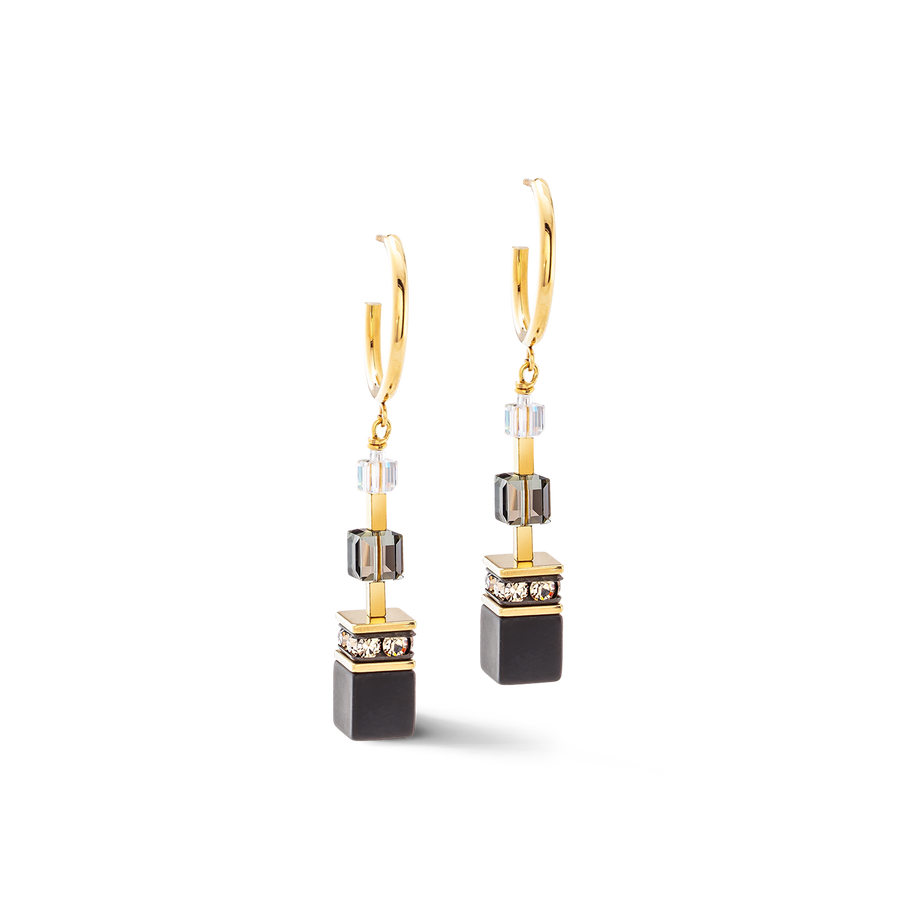 GeoCUBE® Precious statement earrings gold-black