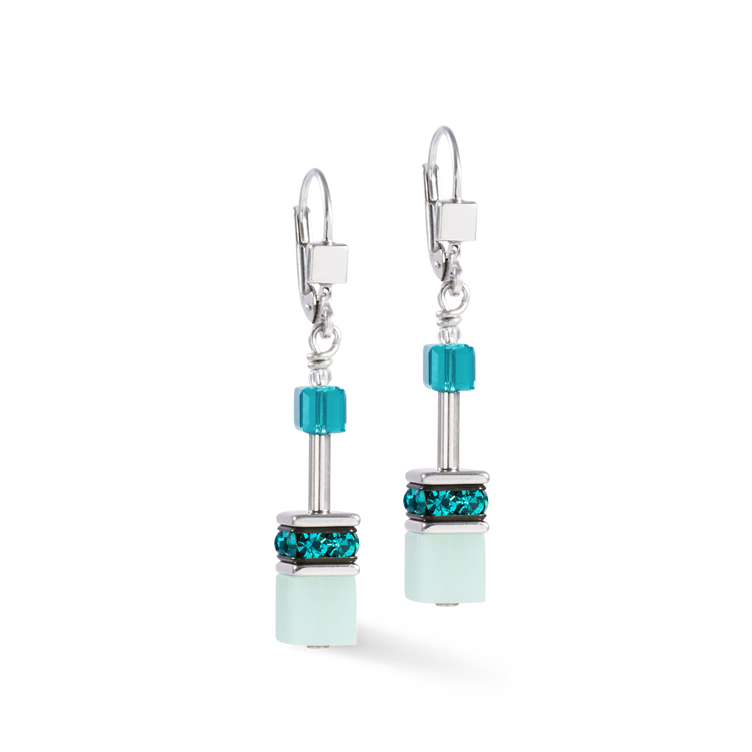 GeoCUBE® Iconic Precious earrings silver-green