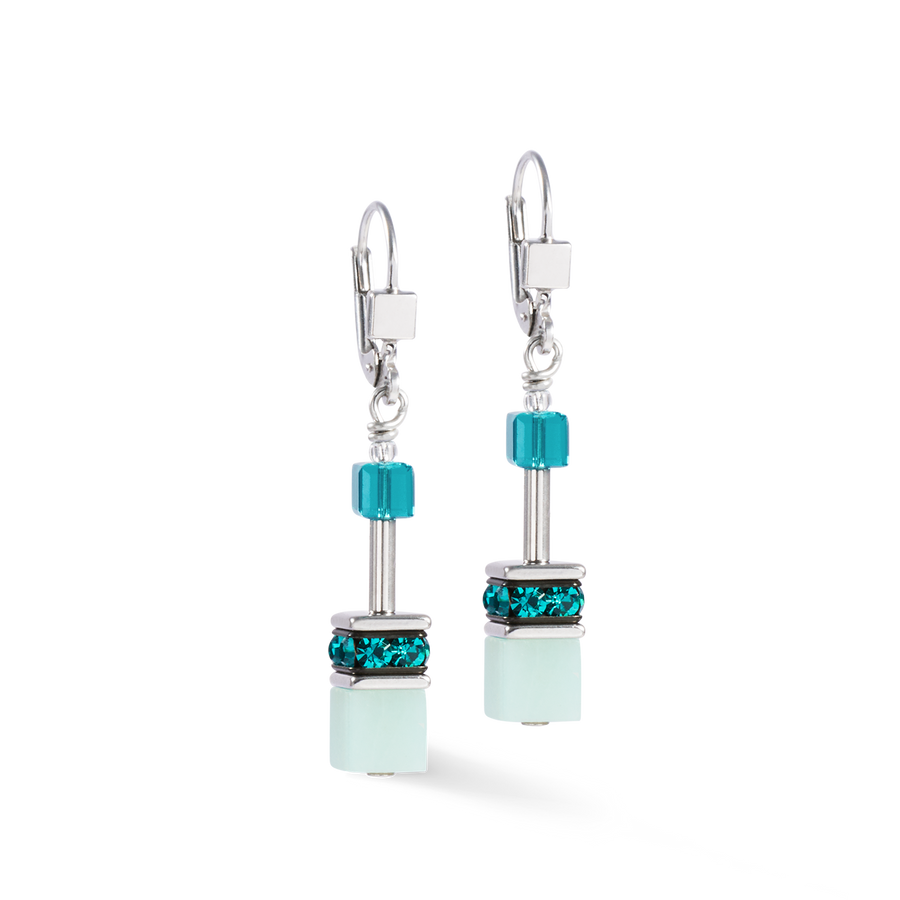 GeoCUBE® Iconic Precious earrings silver-green