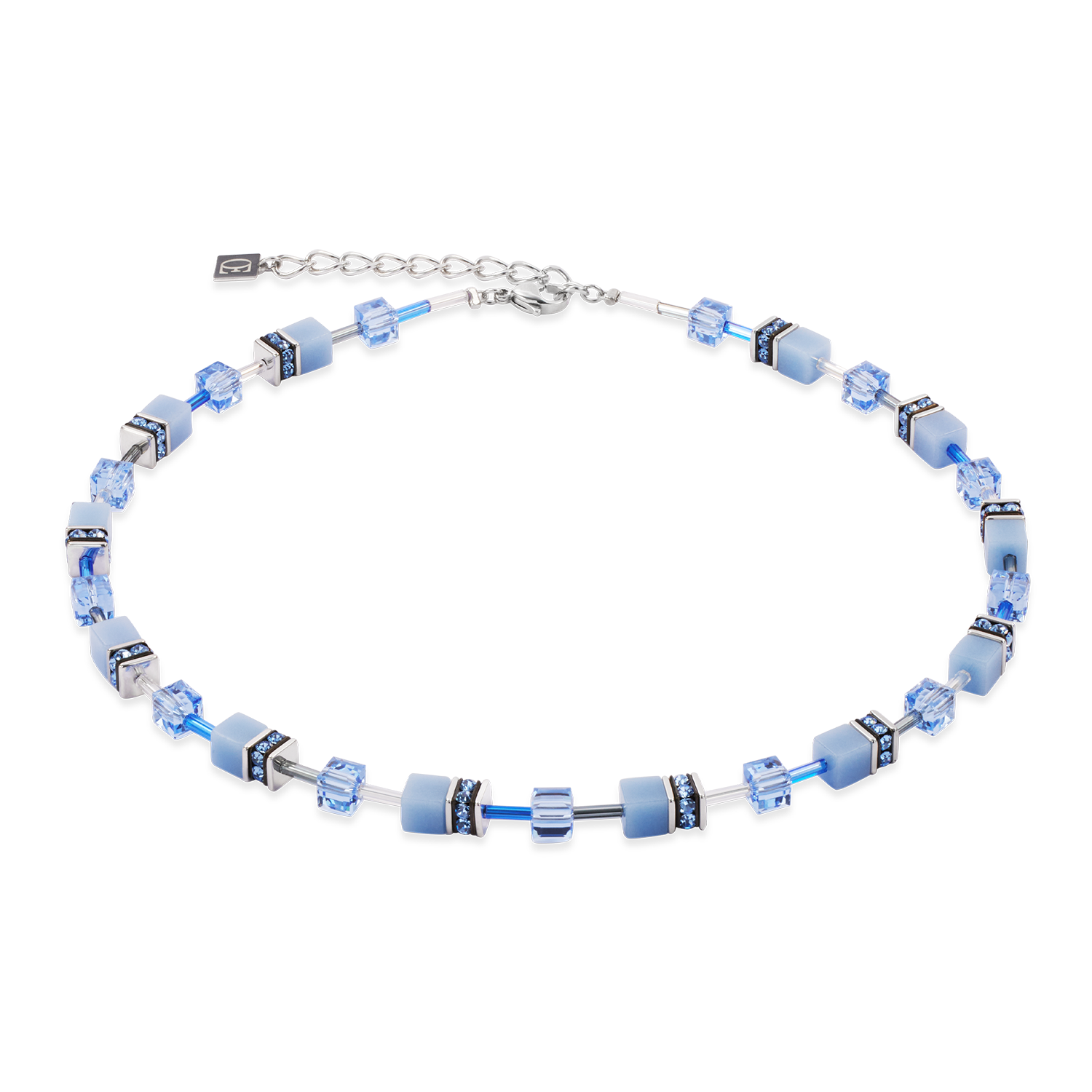 GeoCUBE® Iconic Mono Silver necklace blue