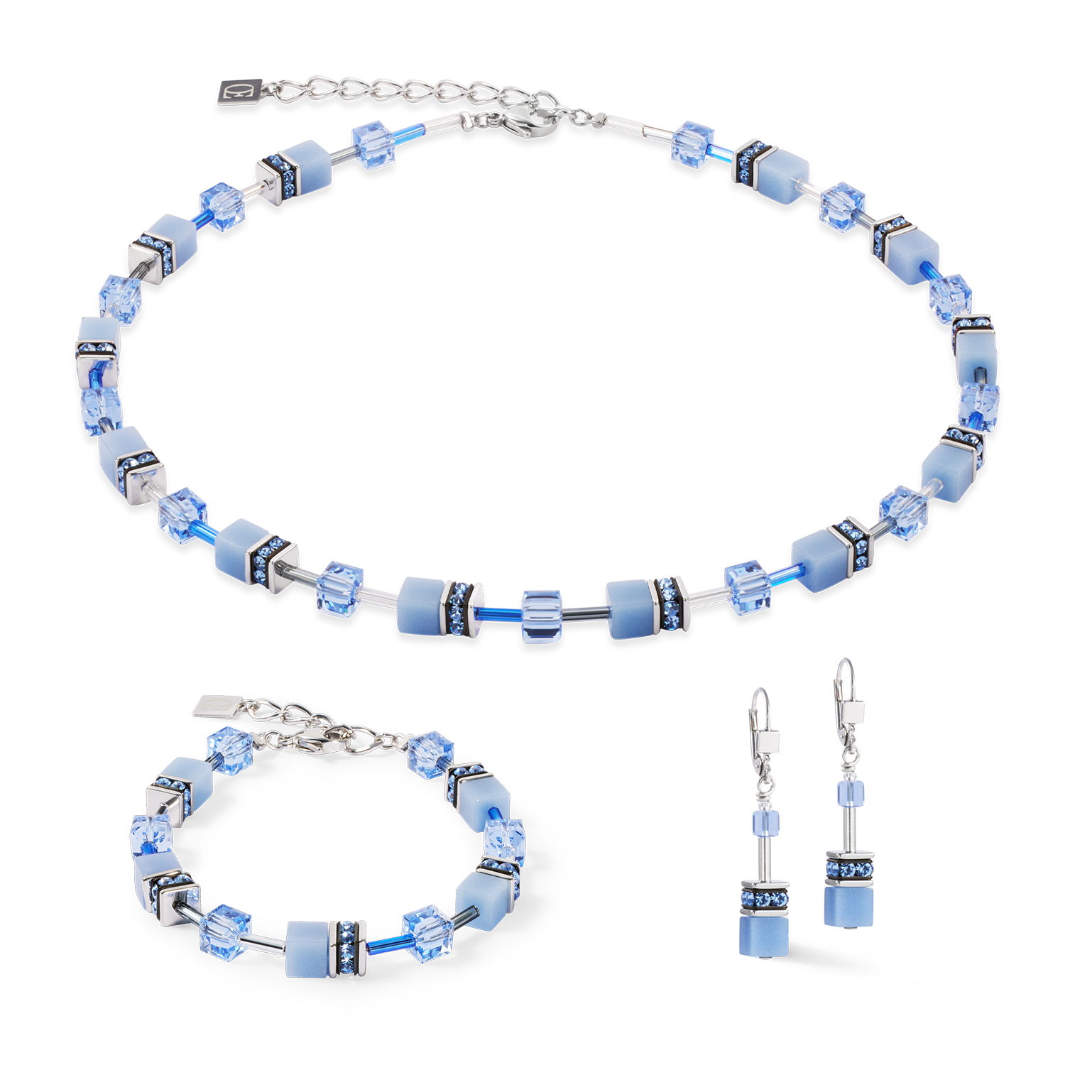 GeoCUBE® Iconic Mono Silver necklace blue