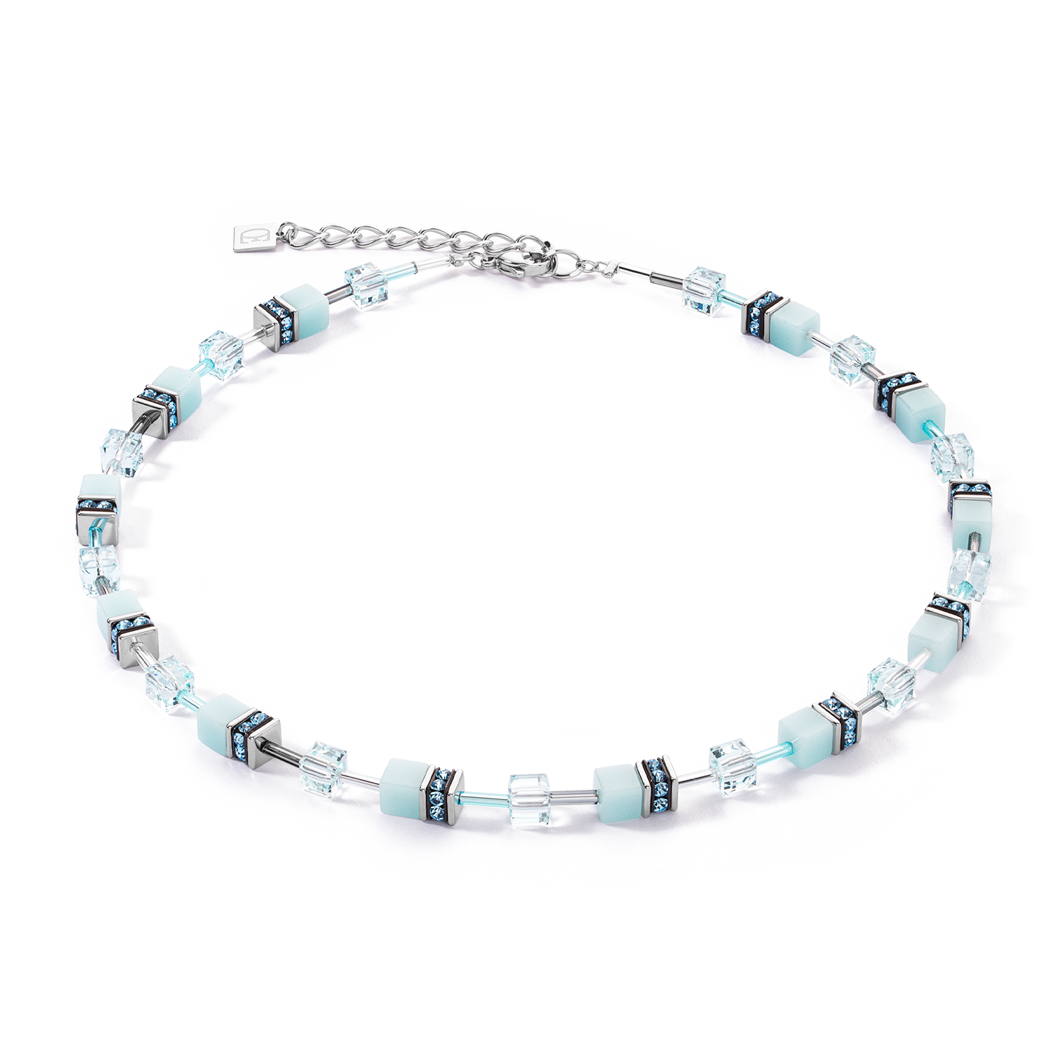 GeoCUBE® Iconic Mono Silver necklace ice blue