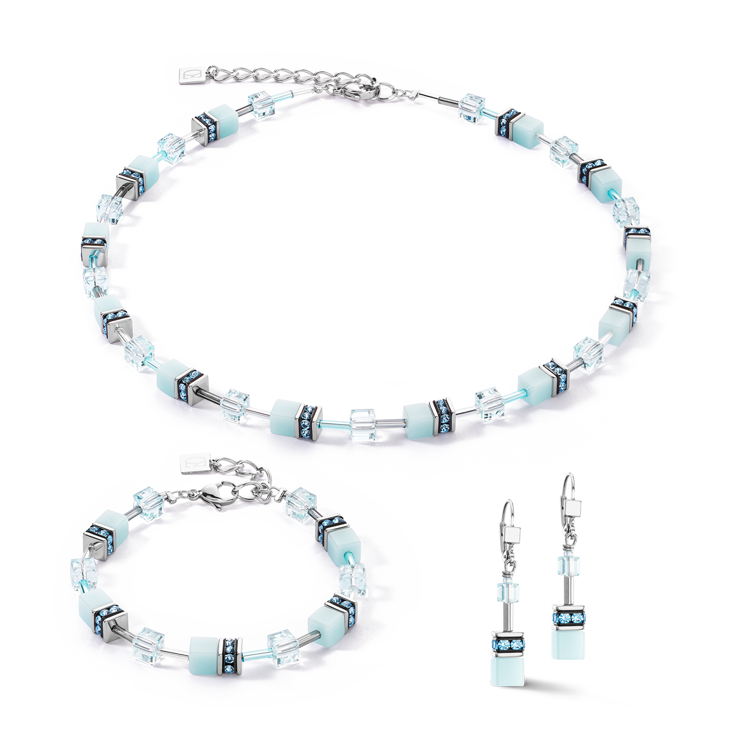 GeoCUBE® Iconic Mono Silver necklace ice blue