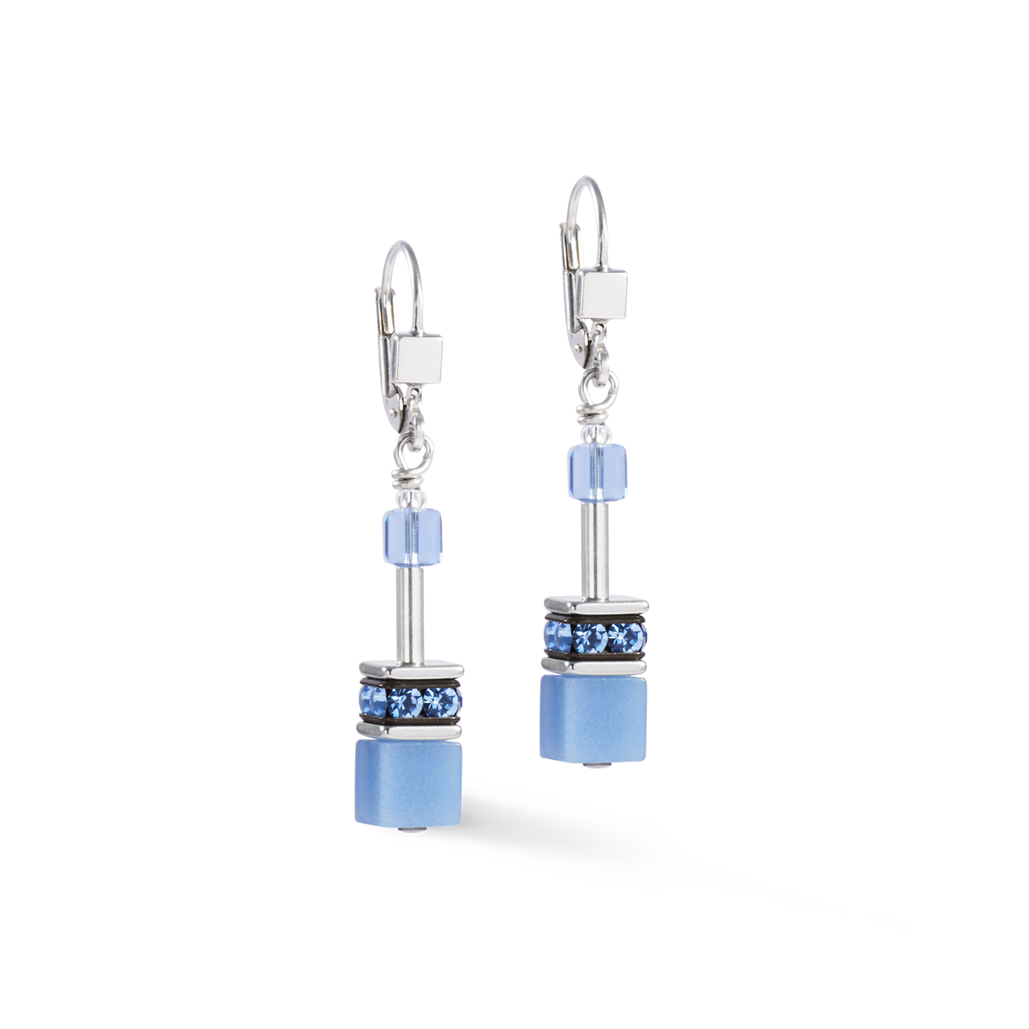 GeoCUBE® Iconic Mono Silver earrings blue