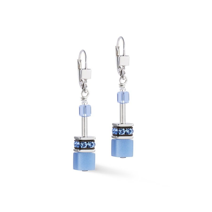 GeoCUBE® Iconic Mono Silver earrings blue