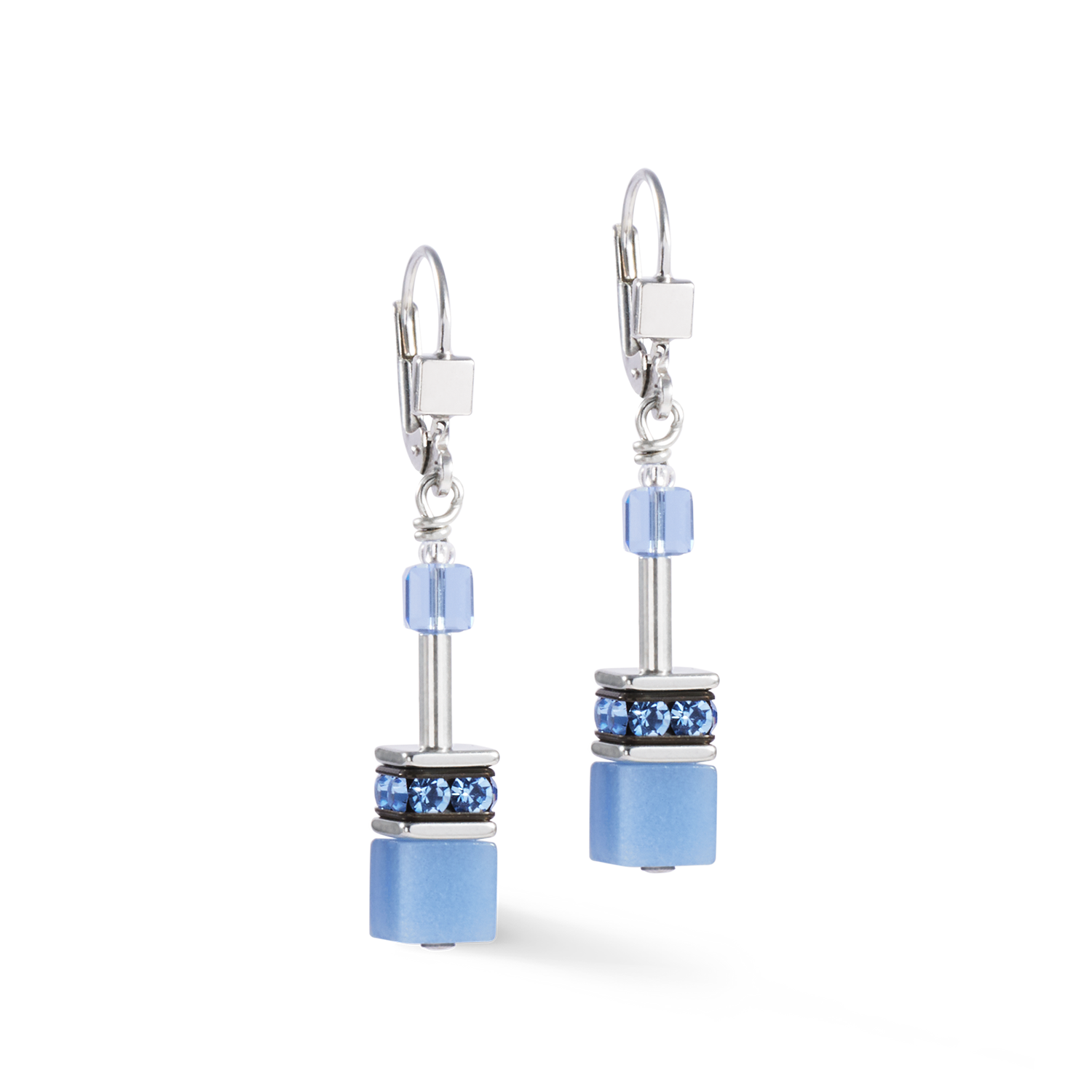 GeoCUBE® Iconic Mono Silver earrings blue