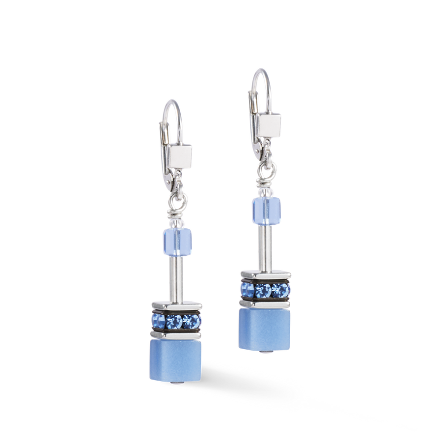 GeoCUBE® Iconic Mono Silver earrings blue