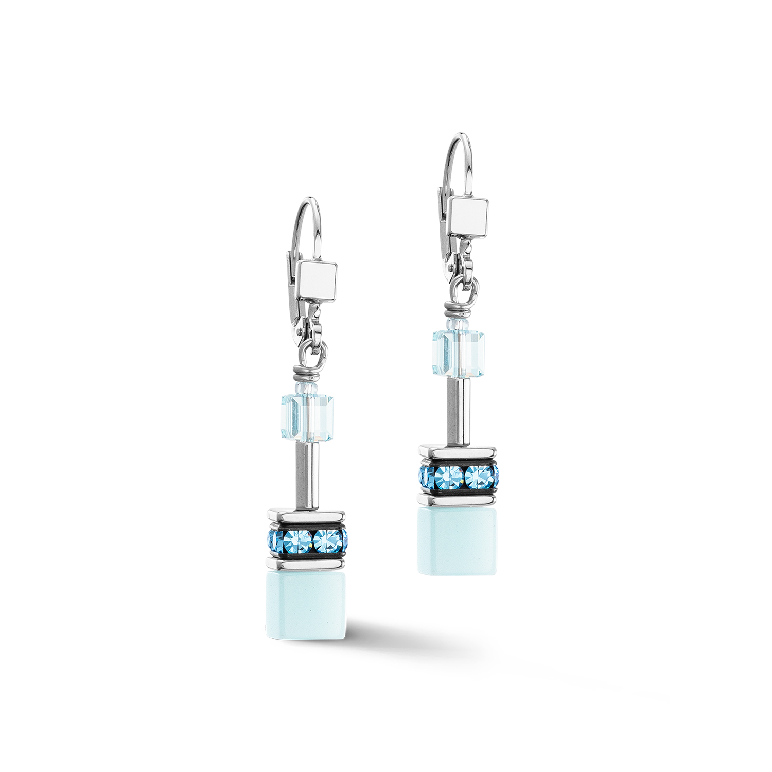 GeoCUBE® Iconic Mono Silver earrings ice blue