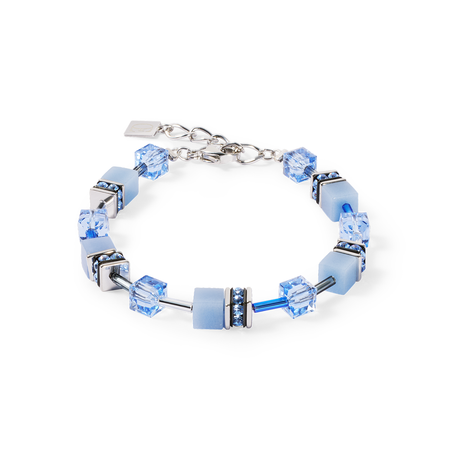 GeoCUBE® Iconic Mono Silver bracelet blue