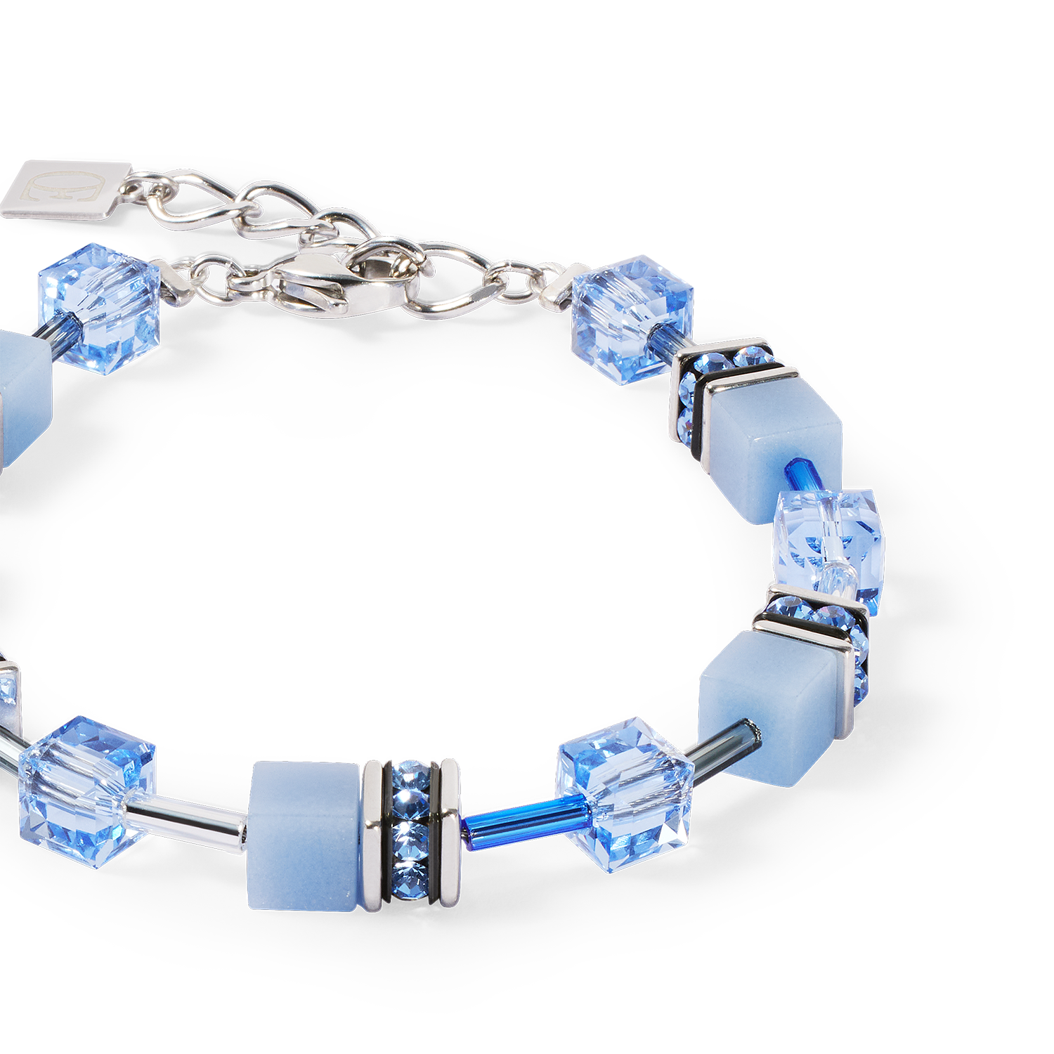 GeoCUBE® Iconic Mono Silver bracelet blue