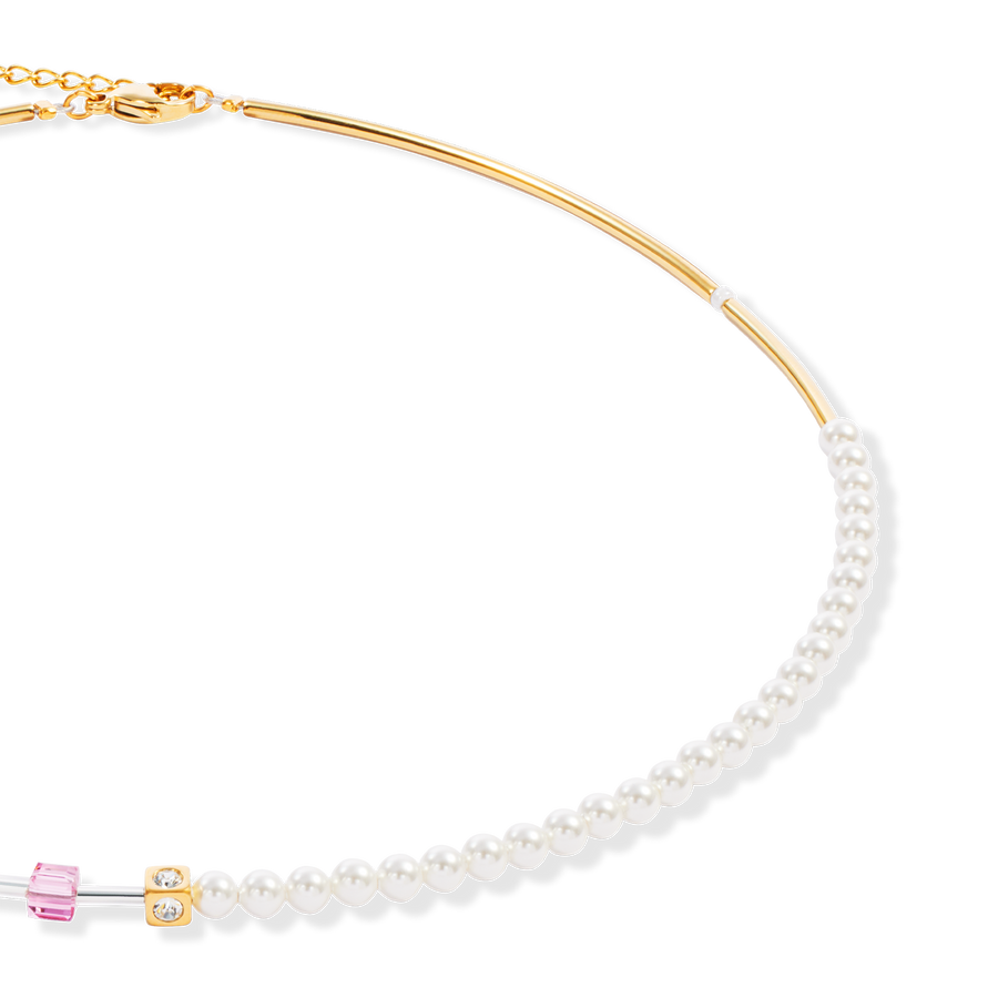 GeoCUBE® Mini Fusion Pearls Necklace gold-rose